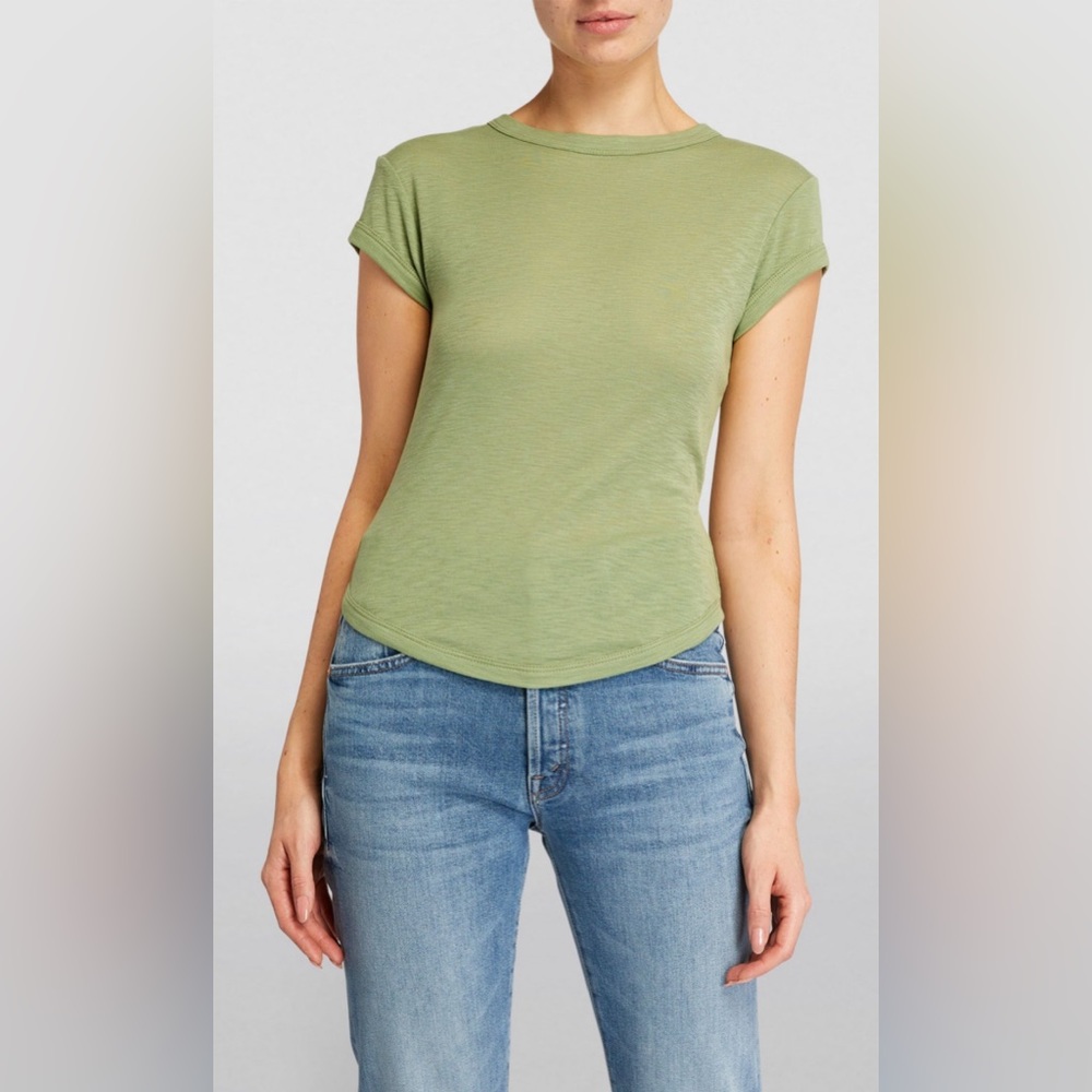 The Line by K green Cotton-Modal Lavi T-Shirt in Small